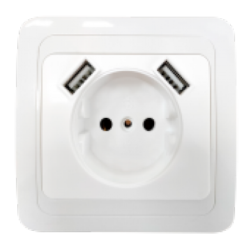 Розетка одинарная CLASSICO с двумя USB белая 2147 IN HOME