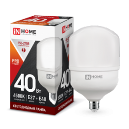 Лампа светодиодная LED-HP-PRO 40Вт 230В Е27 с адаптером E40 6500К 3600Лм IN HOME
